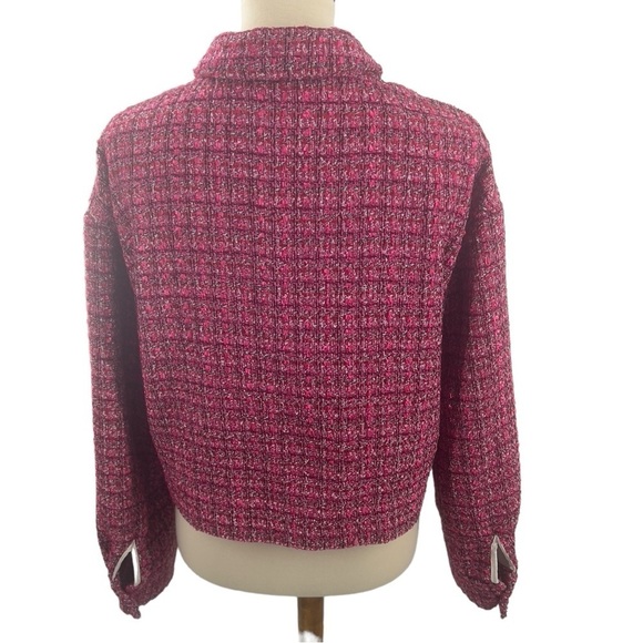 Rachel Zoe pink/black/white plaid boucle crop jacket new with tags - Picture 2 of 7